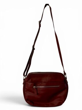 The Trend-Burgundy Genuine Leather Crossbody bag made in Ronania - Multi-Zip